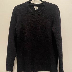 J Crew Black Crew Neck Sweater, 7% Wool, Size M